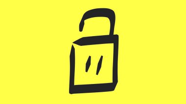 Sarı arka planda kilitli asma kilit sembolü. Güvenlik ve koruma temaları için uygun