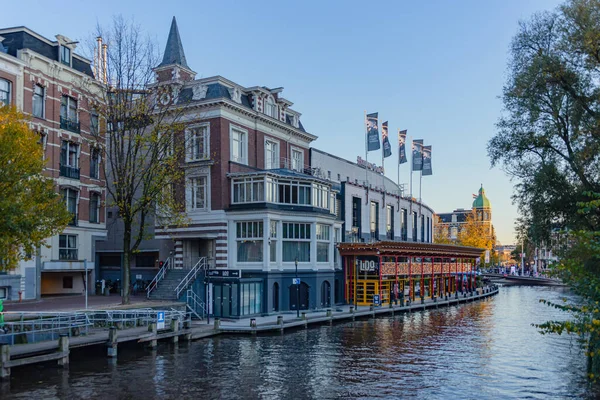 Amsterdamse Gracht Amstel Met Typisch Hollandse Huizen Nederland — Stockfoto