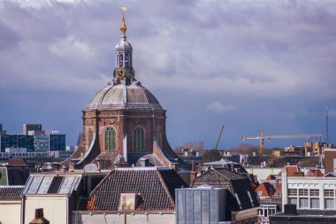 View of cityscape on the center of the town and Marekerk, Leiden, Netherlands clipart