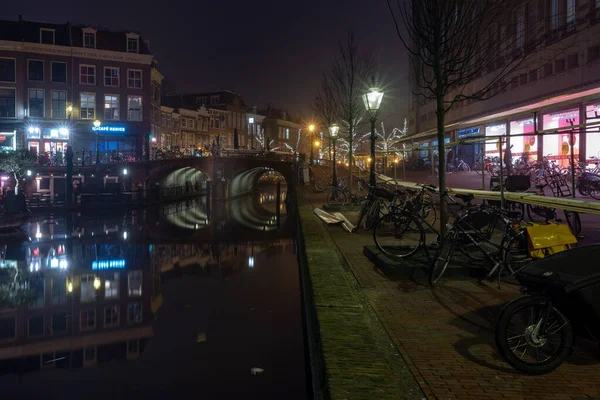Januar 2019 Leiden Niederlande Blick Auf Den Neuen Rhein Mit — Stockfoto