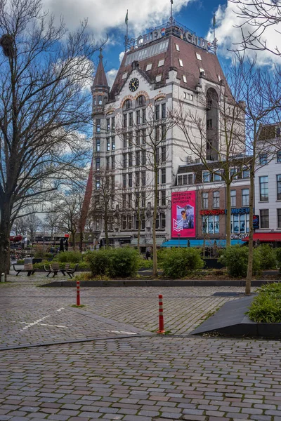 Março 2023 Rotterdam Holanda Vista Sobre Famoso Arranha Céu Histórico — Fotografia de Stock