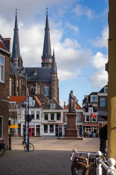 Avril 2023 Delft Pays Bas Place Marché Dans Journée Ensoleillée — Photo
