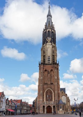 19 Nisan 2023, Delft, Hollanda, Nieuwe Kerk Delft 'in merkezindeki işaret karesinde.