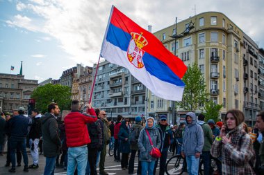 12 Mayıs 2023, Belgrad, Sırbistan, Belgrad okulunda ve Belgrad yakınlarındaki Mladenovac kentinde toplu katliamın yol açtığı şiddete karşı protesto