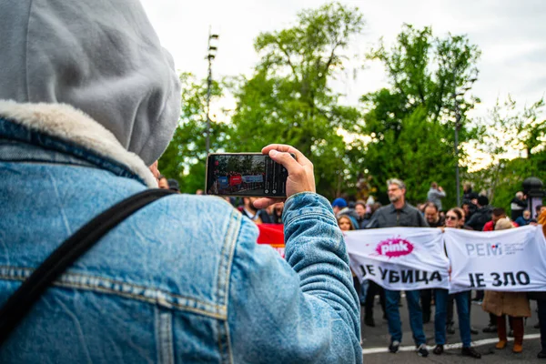 Mai 2023 Belgrade Serbie Manifestation Contre Violence Déclenchée Par Des — Photo