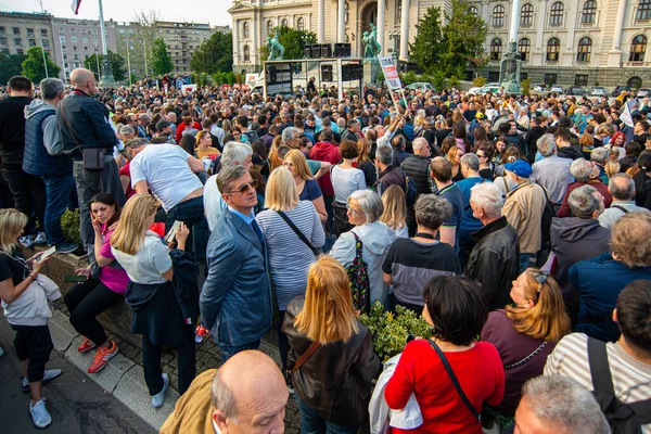 stock image 19 May 2023, Belgrade, Serbia, Peoples protest organized by political opposition demanding some ministers resignations and equal approach to the media.