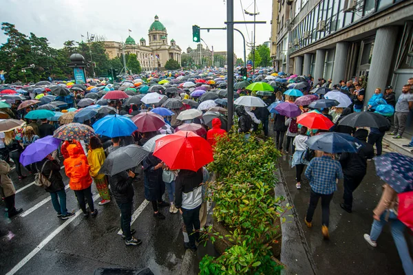 Maj 2023 Belgrad Serbien Protesterar Mot Våld Som Utlösts Massavrättningar — Stockfoto