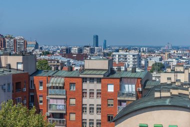Belgrad ve Sırbistan 'ın çatılarında panoramik manzara