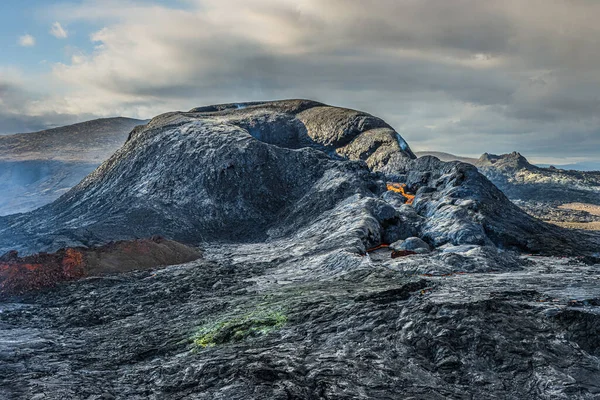 Actieve Vulkanische Krater Dag Tussen Uitbarstingen Vulkanisch Landschap Ijsland Van — Stockfoto
