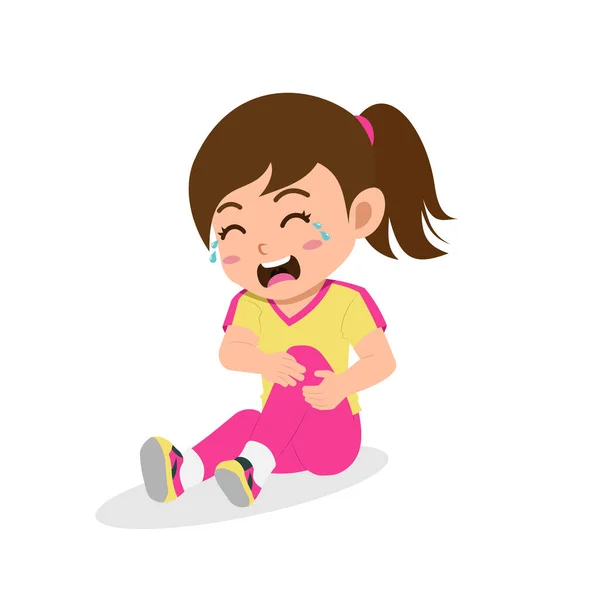 小可爱慢跑时感到腿痛的卡通 — 图库矢量图片