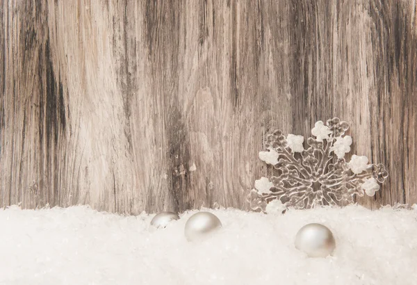 Boże Narodzenie Drewniane Tło Dekoracji Choinki Sztucznego Śniegu Obrazek Stockowy