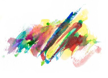 Suluboya kağıt üzerinde çeşitli renklerle suluboya vuruşu