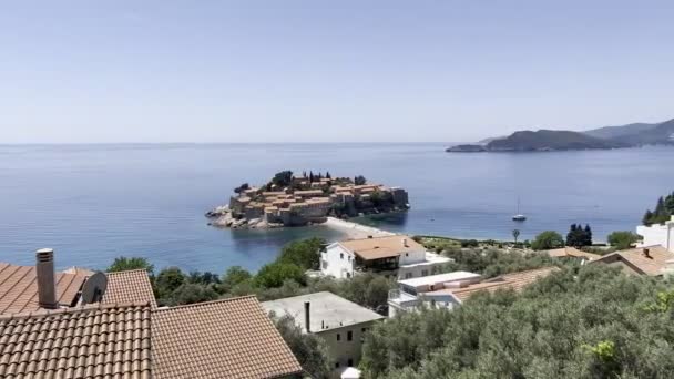 View Island Sveti Stefan Rooftops High Quality Footage — Stock videók