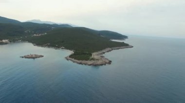 Ancient fortress of Arza on a peninsula in the bay. Drone. High quality 4k footage