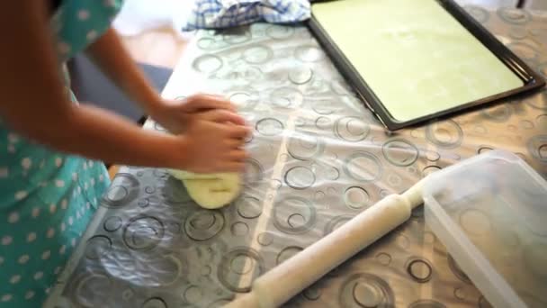 Chef Kneads Steep Dough Table Next Rolling Pin High Quality — Video Stock
