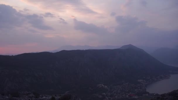 Sunset Sky Mountains Bay Kotor Montenegro High Quality Fullhd Footage — Video Stock