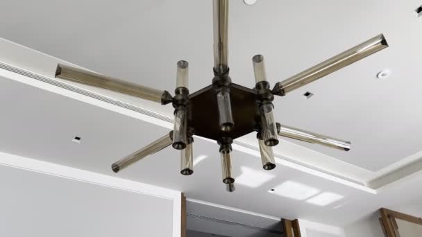Chandelier Hanging Ceiling Perpendicular Lighting Tubes High Quality Footage — Vídeo de stock