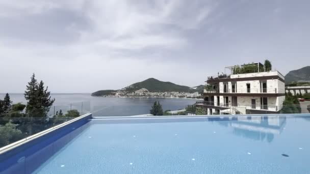 Swimming Pool Turquoise Water Next Dukley Hotel Sea Budva Montenegro — Video Stock
