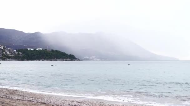 View Sea Coast Fog Mountains High Quality Footage — Stockvideo