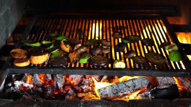 Grilled Vegetables Baked Grate Brick Oven High Quality Footage — Video Stock