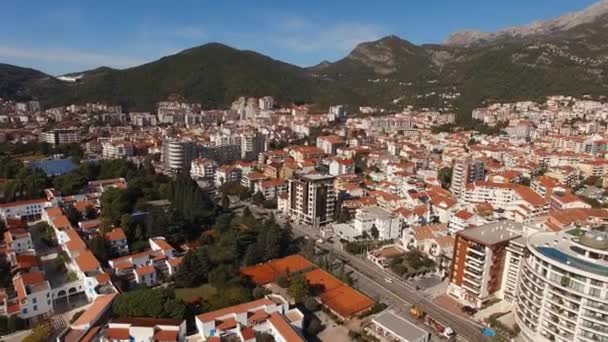 Modern High Rise Buildings Streets Budva Montenegro High Quality Footage — Vídeo de stock