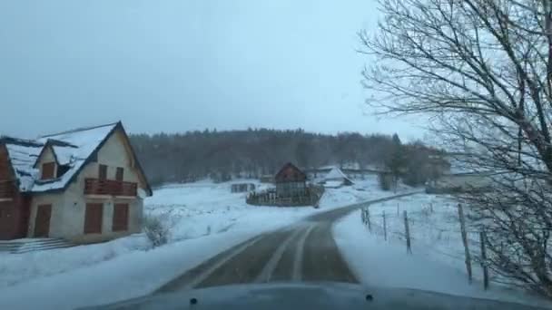 Malé Domky Letoviska Úpatí Hor Pod Sněhem Zabljak Černá Hora — Stock video
