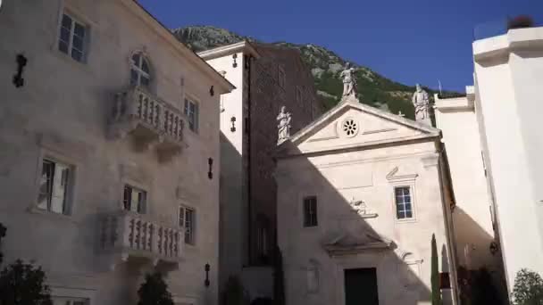 Facade Church Mark Apostle Perast Montenegro High Quality Fullhd Footage — Video