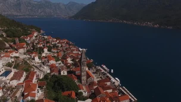 Spire High Tower Church Nicholas Perast Montenegro High Quality Footage — Video Stock