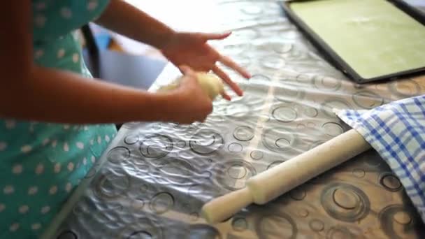 Chef Folds Kneads Puff Pastry Table High Quality Footage — Wideo stockowe