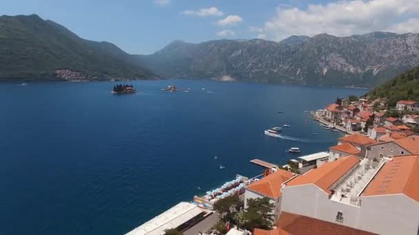 Belfry Church Nicholas Backdrop Islands Kotor Bay Perast Montenegro High — Stock video