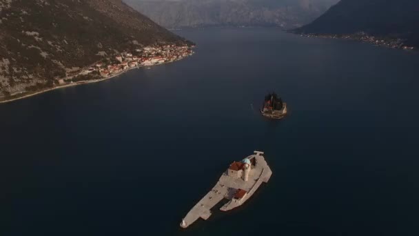 Pequeñas Islas Bahía Kotor Montenegro Imágenes Alta Calidad — Vídeos de Stock