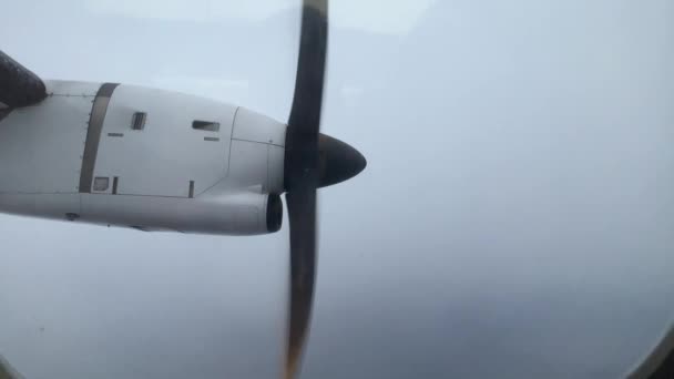 雲の中を飛行する飛行機のプロペラを回転させる 高品質4K映像 — ストック動画