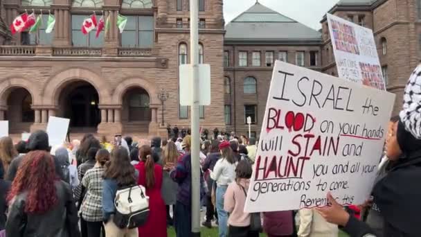 Toronto Canadá Octubre 2023 Abogando Por Paz Poderosa Postura Torontos — Vídeo de stock