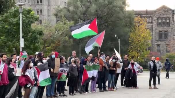 Toronto Kanada Oktober 2023 Hjärtat Nordamerika Torontonier Och Palestinier Går — Stockvideo