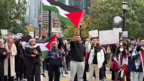 Toronto Canadá Outubro 2023 Palestinos Toronto Apelo Urgente Para Cessar — Vídeo de Stock