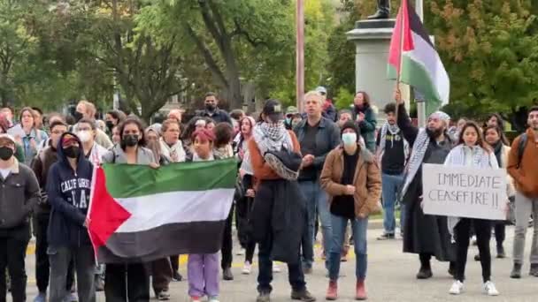 Toronto Canadá Octubre 2023 Grito Paz Torontos Comunidad Palestina Contra — Vídeo de stock