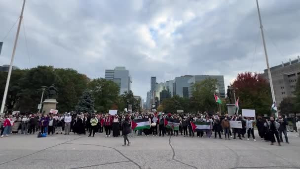 Pod Kanadským Nebem Emocionální Shromáždění Torontu Jako Palestinci Naléhavě Vyzývají — Stock video