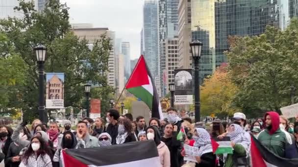 Toronto Kanada Ekim 2023 Torontos Bustle Ortası Filistinlilerin Barış Çin — Stok video