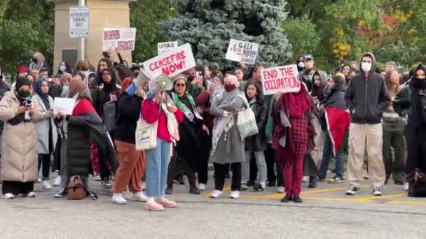 Toronto Canada Oktober 2023 Torontos Pleit Voor Vrede Palestijnen Protesteren — Stockvideo