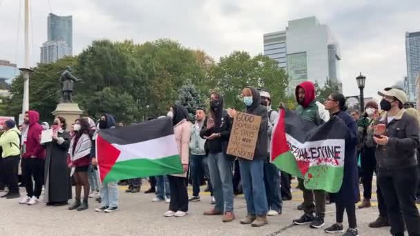 Toronto Canada October 2023 Toronto Echoes Palestinian Voices Plea Peace — Stock Video