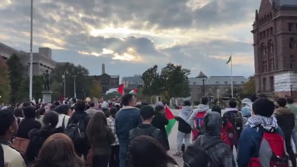Toronto Kanada Oktober 2023 Torontos Röst Palestinierna Samlas Mot Oron — Stockvideo