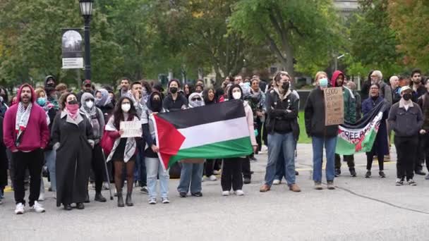 Τορόντο Καναδάς Οκτωβρίου 2023 Καθώς Γάζα Και Ισραήλ Αντιμετωπίζουν Αναταραχή — Αρχείο Βίντεο
