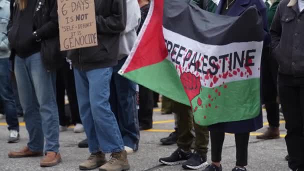 Toronto Canada October 2023 Torontonians Unite Casting Spotlight Israel Palestine — Stock Video