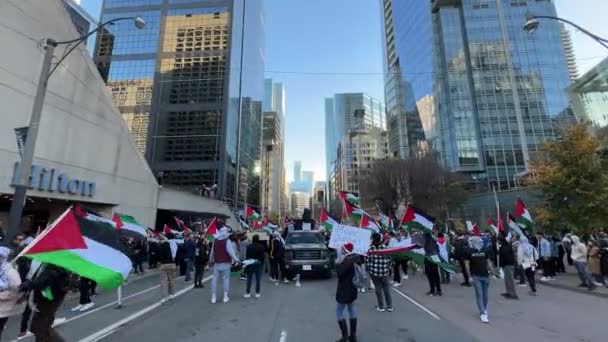 Palesztinok Háborúellenes Felvonulást Szerveznek Torontóban Izraeliek Agressziója Ellen Gázában Polgárok — Stock videók