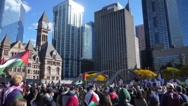 Marcia Contro Guerra Toronto Parte Dei Palestinesi Contro Aggressione Israeliana — Video Stock
