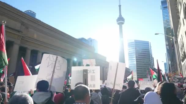Marcha Contra Guerra Toronto Por Parte Palestinos Contra Agresión Israelí — Vídeos de Stock