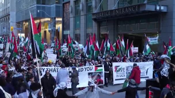 Marcha Guerra Toronto Pelos Palestinos Contra Agressão Israelense Gaza Citys — Vídeo de Stock