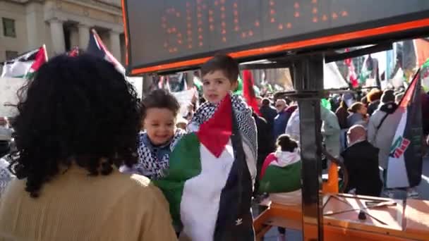Marcha Guerra Toronto Pelos Palestinos Contra Agressão Israelense Gaza Citys — Vídeo de Stock