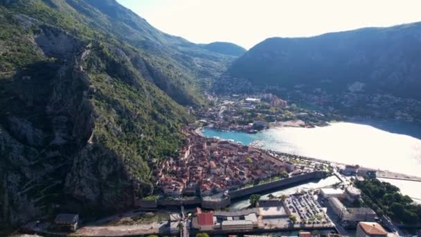 Oude Stad Kotor Baai Montenegro Hoge Kwaliteit Beeldmateriaal — Stockvideo