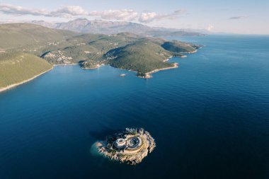 Fortress on the island of Mamula in the Bay of Kotor. Montenegro. Drone. High quality photo clipart